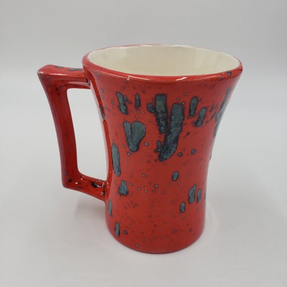 Vintage 70s Drip Glazed Mug Red - Picture 3 of 8